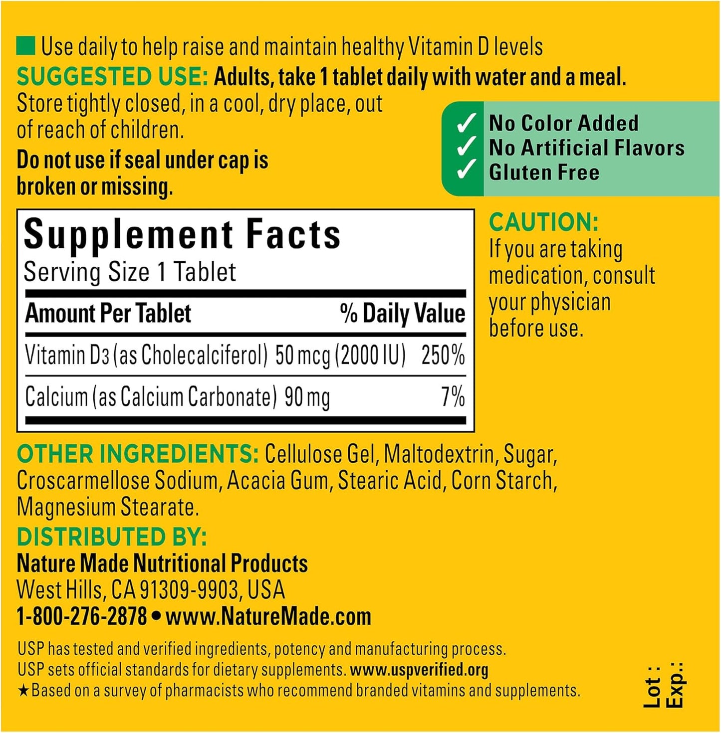 Nature Made Vitamin D3 2000 IU (50 mcg), Dietary Supplement for Bone, Teeth, Muscle and Immune Health Support, 400 Tablets, 400 Day Supply - Nirvana Guru