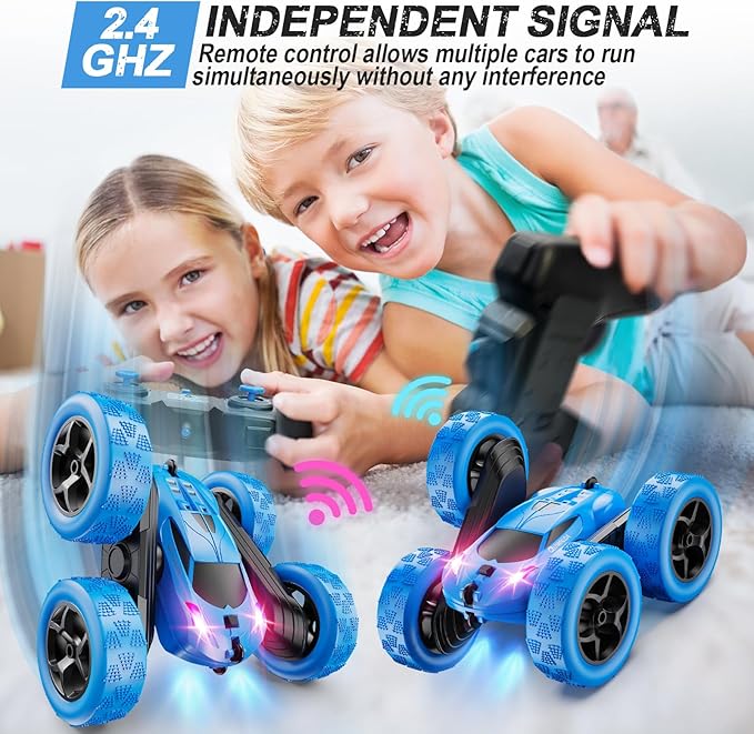 Remote Control Car, RC Cars Toys for Kids Ages 6-12, 4WD Stunt Car with LED Lights & 360° Flips, 2.4GHz, Upgraded USB-C Modular Batteries, 8-10 Year Old Boys Birthday Gift Nirvana Guru