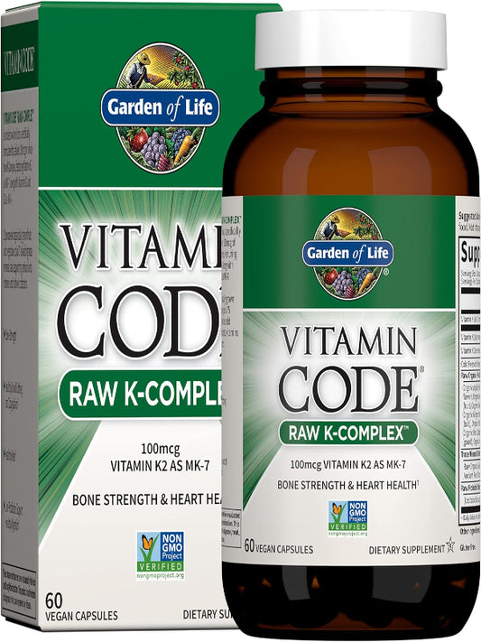 Garden of Life Vitamin K2 and K1, Vitamin Code Vegan K Complex Vitamin for Bone Strength and Heart Health, Vitamin K1 and K2, Omega Rich Flax Seed Oil, Trace Minerals, Probiotics, 60 Day Supply - Nirvana Guru