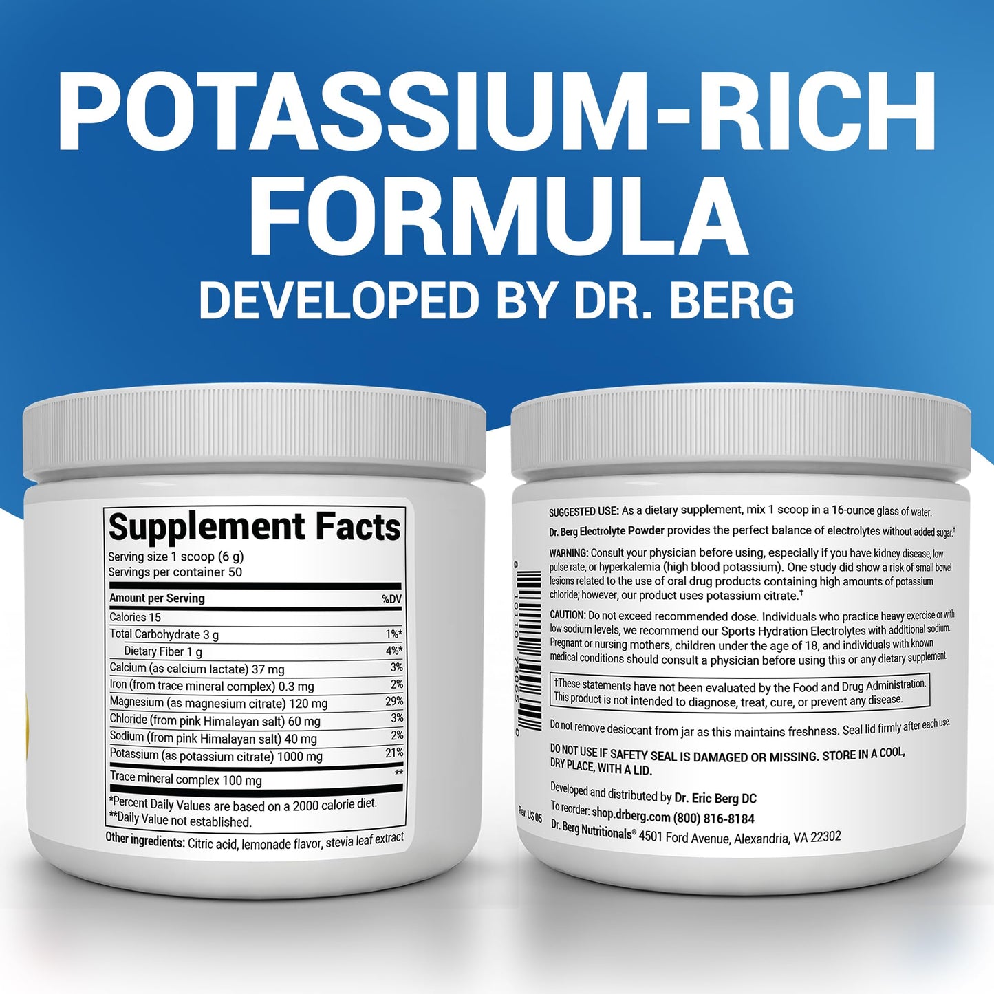 Dr. Berg Zero Sugar Hydration Keto Electrolyte Powder - Enhanced w/ 1000 mg of Potassium & Real Pink Himalayan Salt (NOT Table Salt) - Raspberry & Lemon Flavor Hydration Drink Supplement, 100 Servings - Nirvana Guru