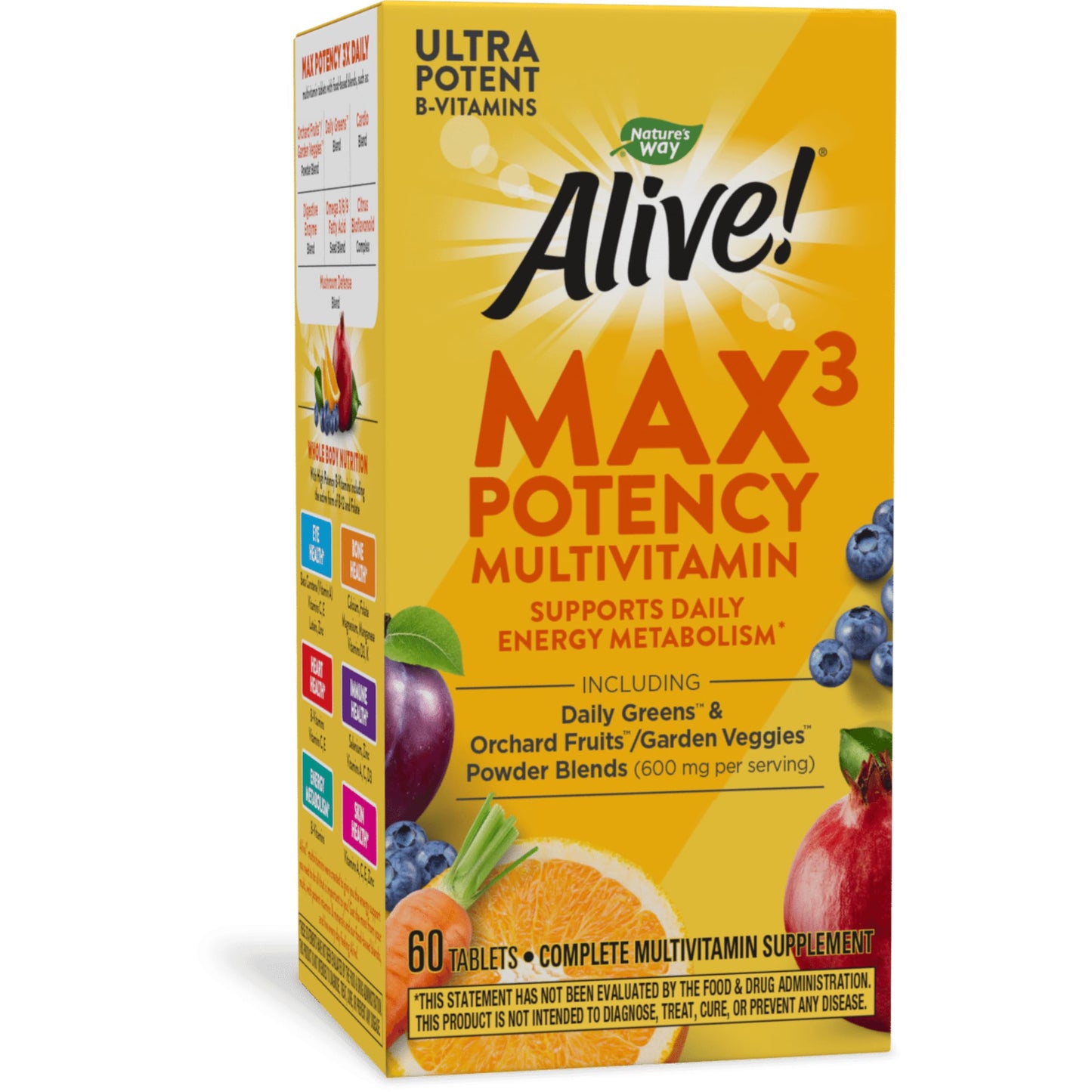 Nature's Way Alive! Max3 Potency Adult Complete Multivitamin, Ultra Potency B-vitamins to Support Energy Metabolism*, with Methylated B12 and Folate, 180 Tablets - Nirvana Guru