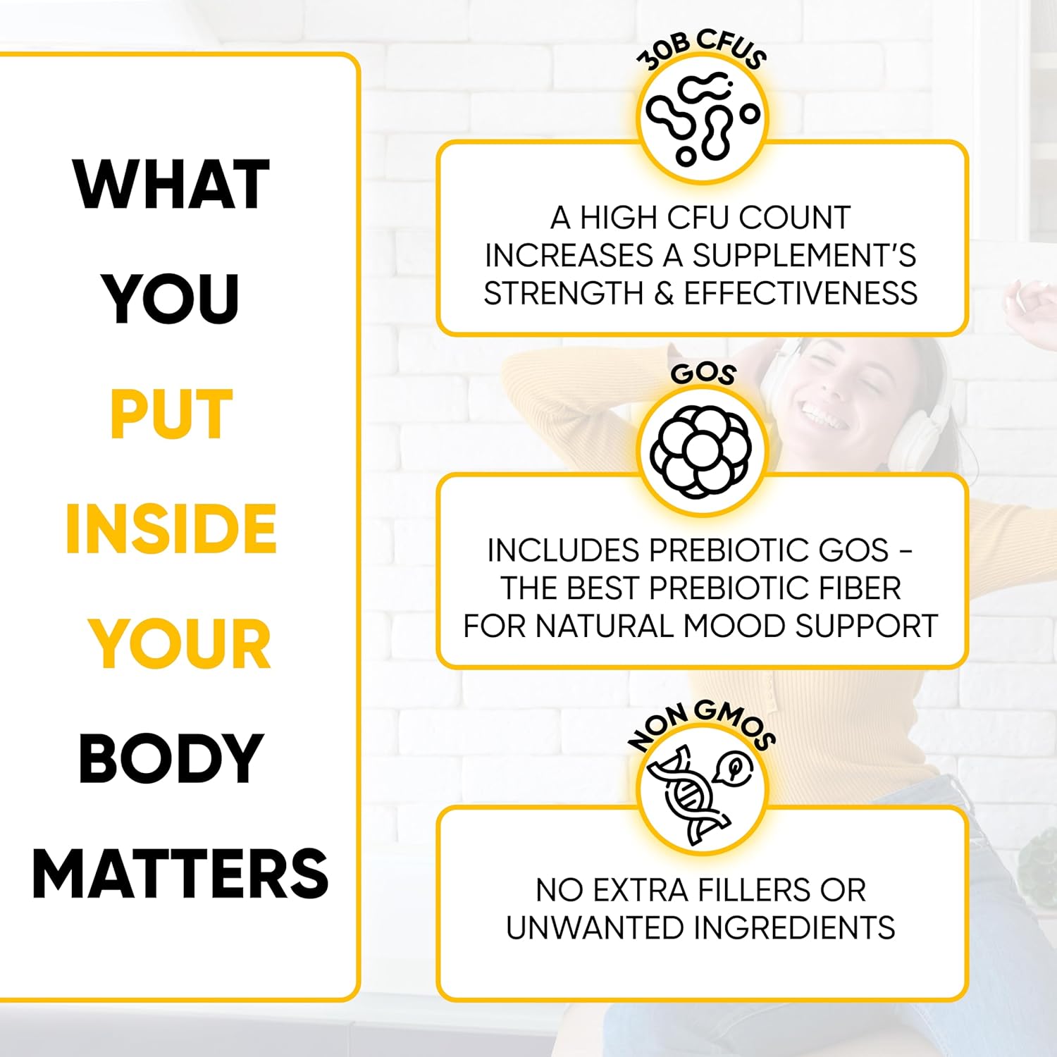 Lifted Naturals Mood Boosting Probiotic 30 Billion CFU - Mood Support Supplement, Prebiotics and Probiotics for Women & Men, Acidophilus Lactobacillus Probiotic, Shelf Stable & Non-GMO, 60 Capsules - Nirvana Guru