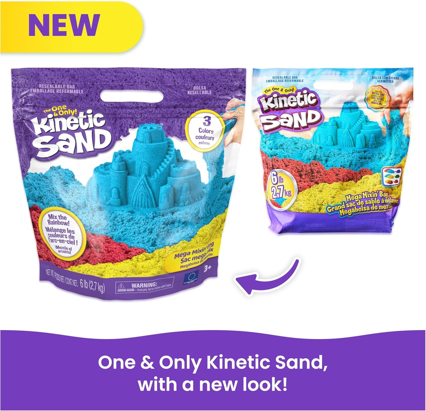 Kinetic Sand, 6lbs Mega Mixin’ Bag with Red, Yellow & Blue Play Sand (Packaging May Vary), Sensory Toys for Kids Ages 3 and up Nirvana Guru