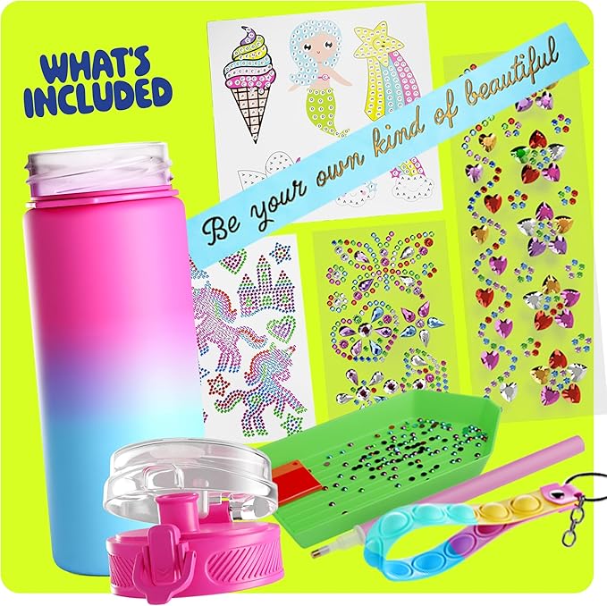 Dan&Darci Decorate Your Own Glow-in-The-Dark Water Bottle Kit for Girls - Gifts for Girl Ages 4-6 5-7 6-8 - 4 5 6 7 8 Year Old Birthday Gift Ideas - Arts and Crafts for Kids Age 6-8 - Unicorn Toys nirvanaguru