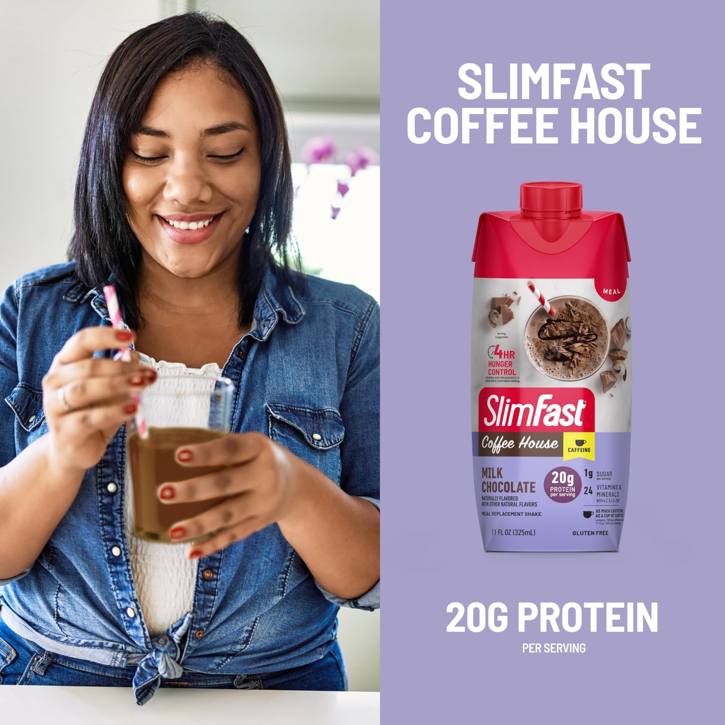 SlimFast Protein Shake with Caffeine, Caramel Macchiato- 20g Protein, Meal Replacement Shakes, High Protein with Low Carb and Low Sugar, 24 Vitamins and Minerals, 12 Count (Pack of 1)