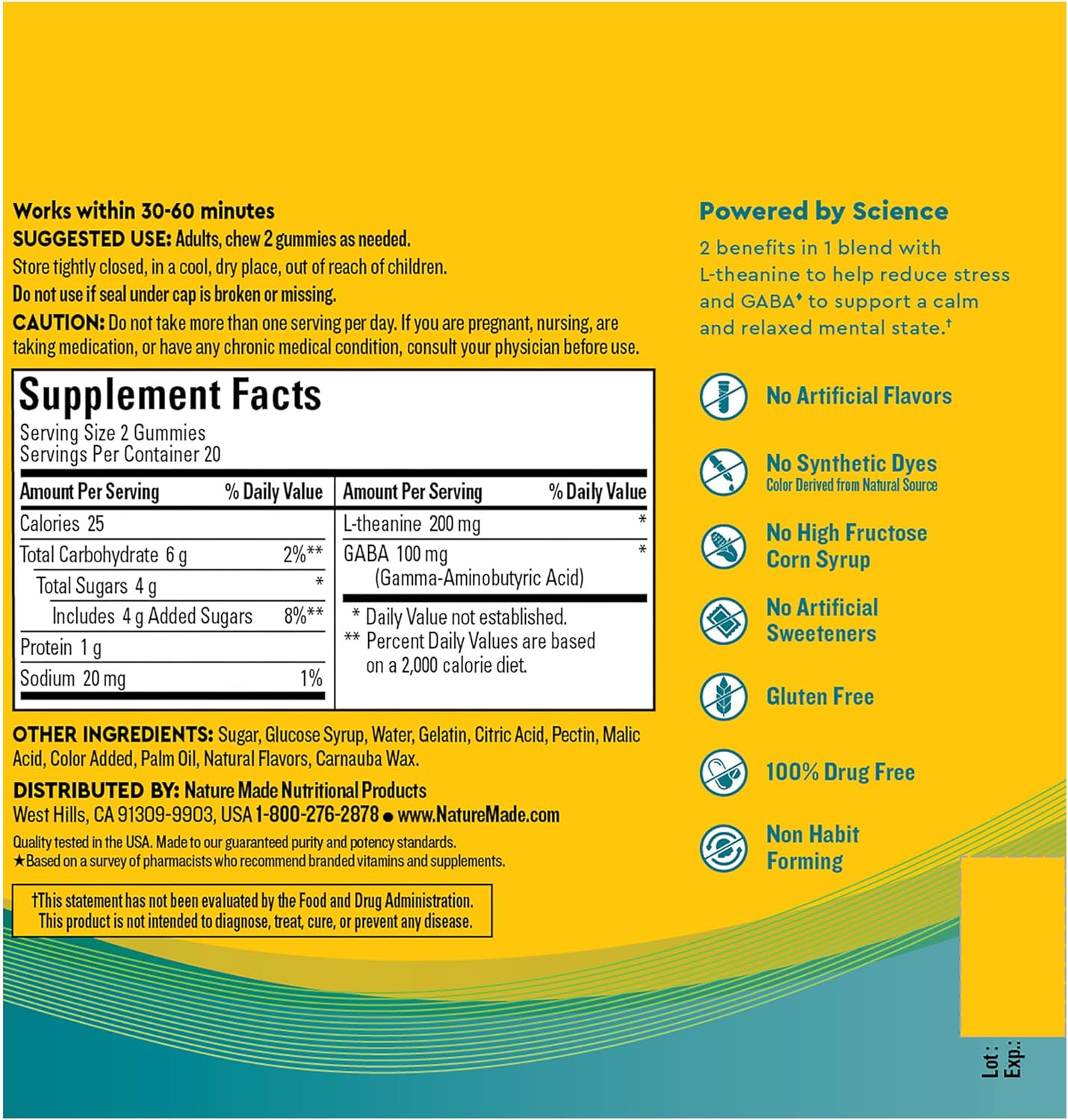 Nature Made Wellblends Stress Relief Gummies, L theanine 200mg to Help Reduce Stress, with GABA 100mg, Same Day Stress Support, 40 Strawberry Flavor Gummies - Nirvana Guru