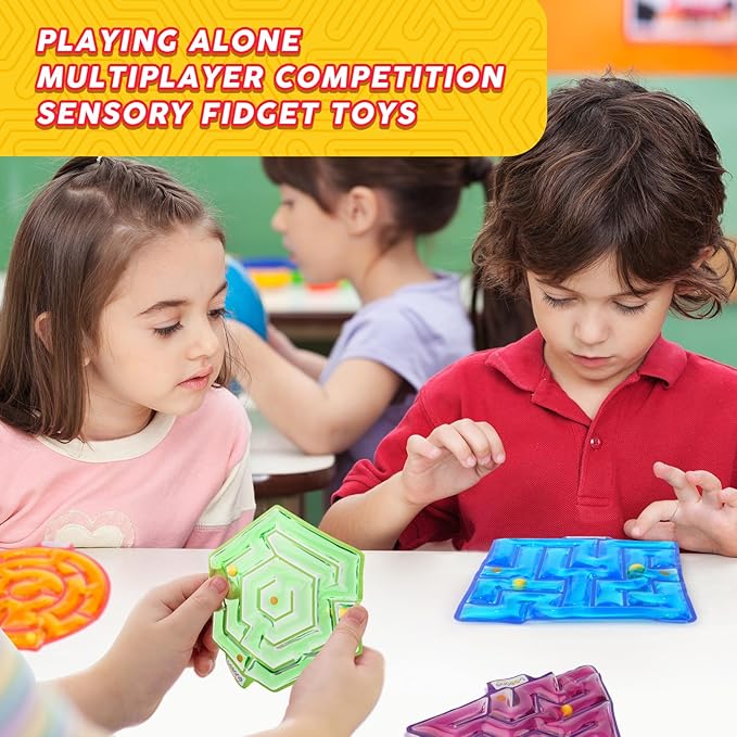 Squishy Toys Sensory Fidget Toys for Kids: 4 Pack Maze Sensory Toys for Autism - Fidget Toys with Filled Goo for Calming Down Classroom Travel nirvanaguru