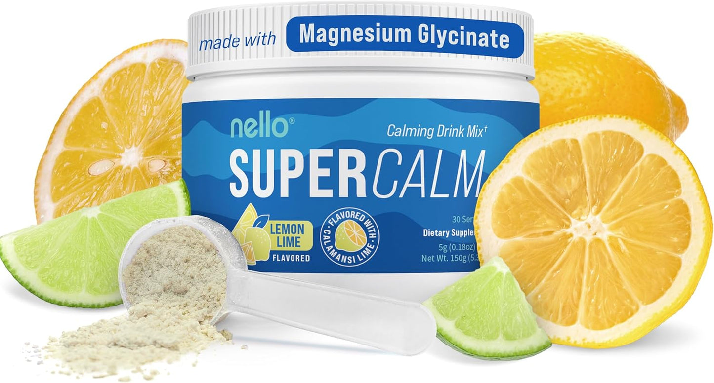 Supercalm Powdered Drink Mix, Raspberry Lemonade, L Theanine, Ksm-66 Ashwagandha, Magnesium Glycinate, Vitamin D 3, Supplements for Relaxation & Focus, No Sugar, Non GMO, On The Go, 20 Ct