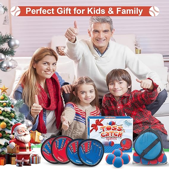 Toss and Catch Ball Game, Kids Toddler Baseball Glove & Catch Ball Toys, Kids Outdoor Games for Family, Toys for Beach Pool Yard Outside, Birthday Gift for Ages 3 4 5 6 7 8-12 Year Old Boys Girls nirvanaguru