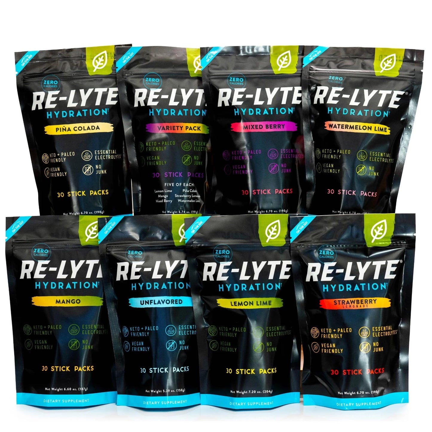 REDMOND Re-Lyte Hydration Electrolyte Powder Mix, Variety Pack, 30 Stick Packs Nirvana Guru