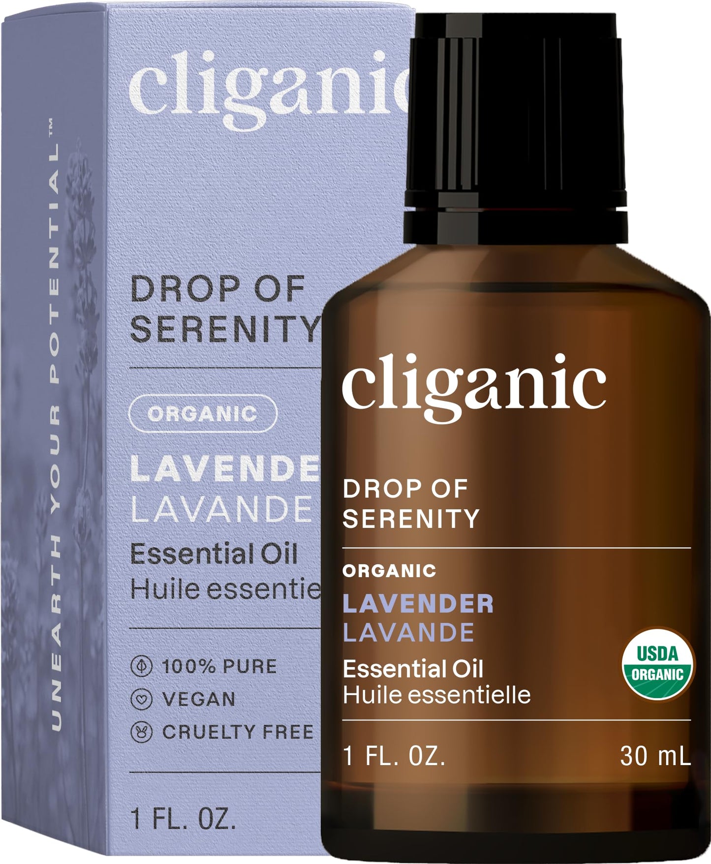 Cliganic Organic Lavender Essential Oil - 100% Pure Natural Undiluted, for Aromatherapy Diffuser | Non-GMO Verified (Packaging May Vary)