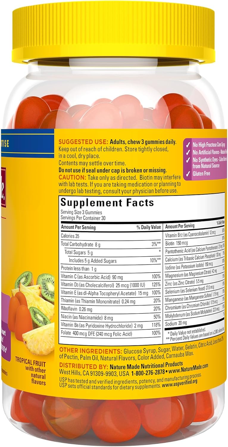 Nature Made Advanced Multivitamin Gummies for Her with Magnesium Citrate, Calcium & All 8 B Vitamins, Multivitamin for Women, 90 Gummies, 30 Day Supply - Nirvana Guru