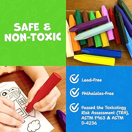 Jumbo Crayons For Toddlers 1-3 - 16pc Toddler Crayons For Kids Ages 4-8 1-3 2-4 - With Printed & PDF Crayon Color Sheets - Non Toxic, Washable, Large & Easy To Grip - Toddler Coloring Art Supplies nirvanaguru