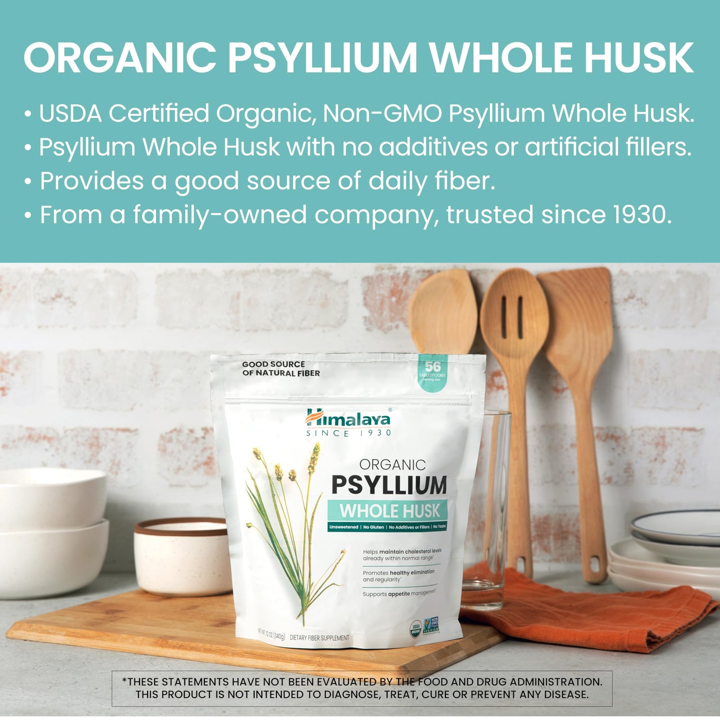Himalaya Organic Psyllium Whole Husk, Natural Daily Fiber Supplement, Regularity, Appetite Management, USDA Certified Organic, Non-GMO, 56-Tablespoon Supply, Unflavored, 12 Oz - Nirvana Guru