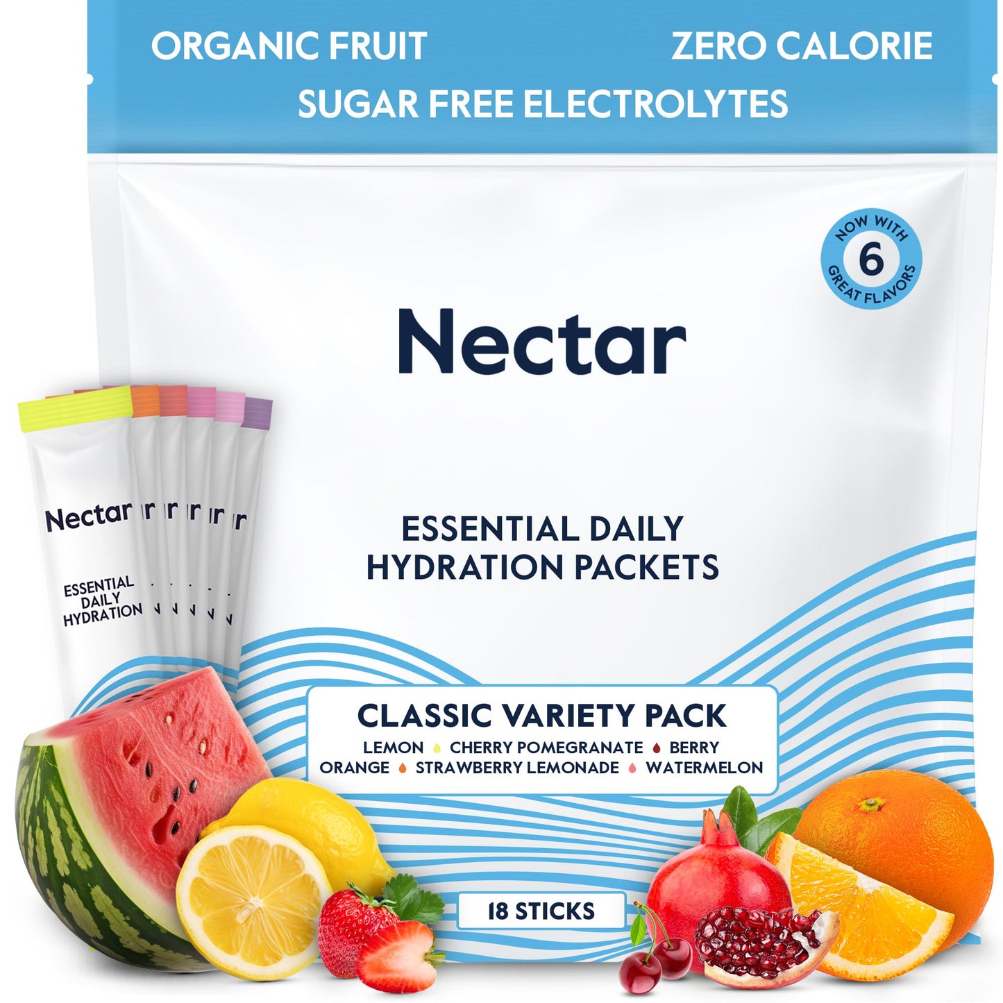 Nectar Hydration Packets - Electrolytes Powder Packets - Sugar Free & 0 Calorie - Organic Fruit Liquid Daily IV Hydrate Packets for Dehydration Relief & Rehydration (Tropical 30 Pack) - Nirvana Guru