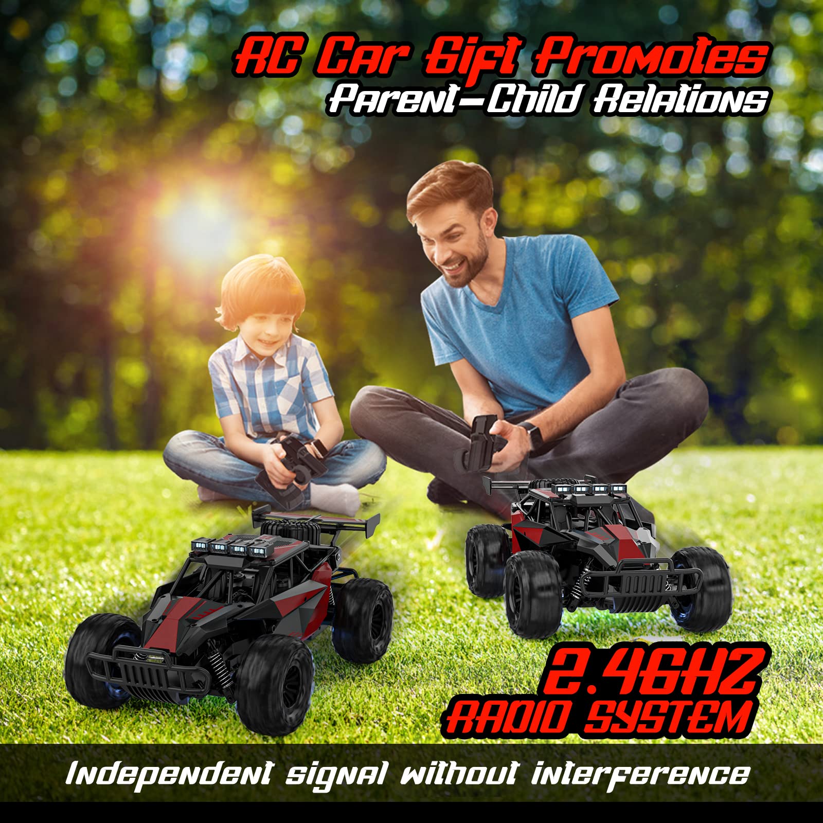 BLUEJAY Remote Control Car, 2.4GHz High Speed 33KM/H RC Cars Toys, 1:12 Monster RC Truck Off Road with LED Headlight and Rechargeable Battery Gifts for Adults Boys 8-12 Nirvana Guru