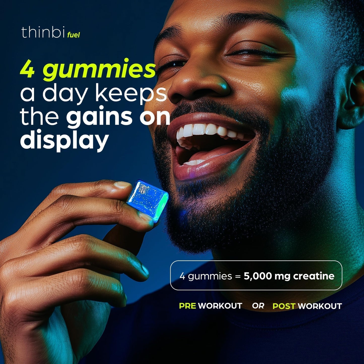 Creatine Gummies Monohydrate Complex 10,000mg for Men & Women -120 Gummies Advanced Formula W/L-Taurine + Vitamin B12 for Muscle Strength, Muscle Builder, Energy Boost, Pre-Workout Supplement -Thinbi
