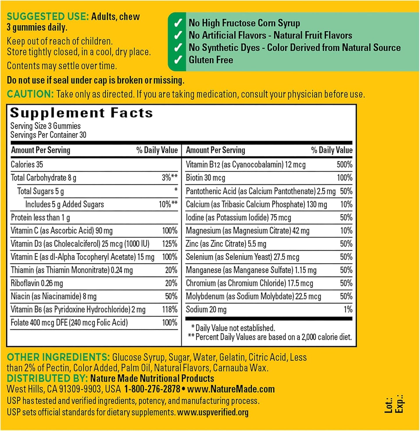 Nature Made Advanced Multivitamin Gummies for Adults with Magnesium Citrate, Calcium & All 8 B Vitamins, Daily Nutritional Support, 90 Gummies, 30 Day Supply - Nirvana Guru