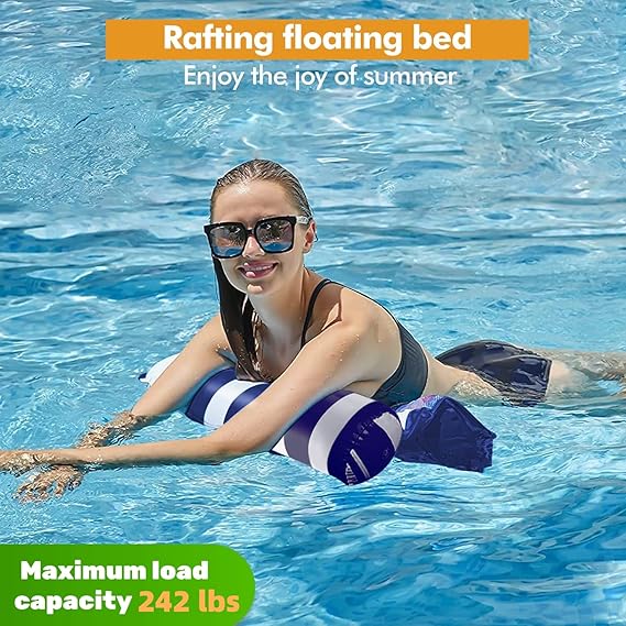 4 Pack Upgrated XL Water Pool Floats, 4-in-1 (Hammock, Saddle, Lounge Chair, Drifter) Multi-Purpose Water Pool Float, Non-Stick PVC Material nirvanaguru