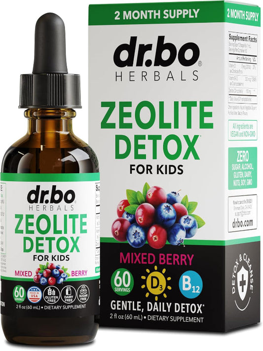 Zeolite Detox for Kids Liquid Drops - Advanced Clinoptilolite with Pure Vitamins B12 & D - Kids Gentle Body Daily Cleanse Focus & Speech Extra Clinoptilolite Zeolite Drops Detox Cleanse Supplement 2oz Nirvana Guru