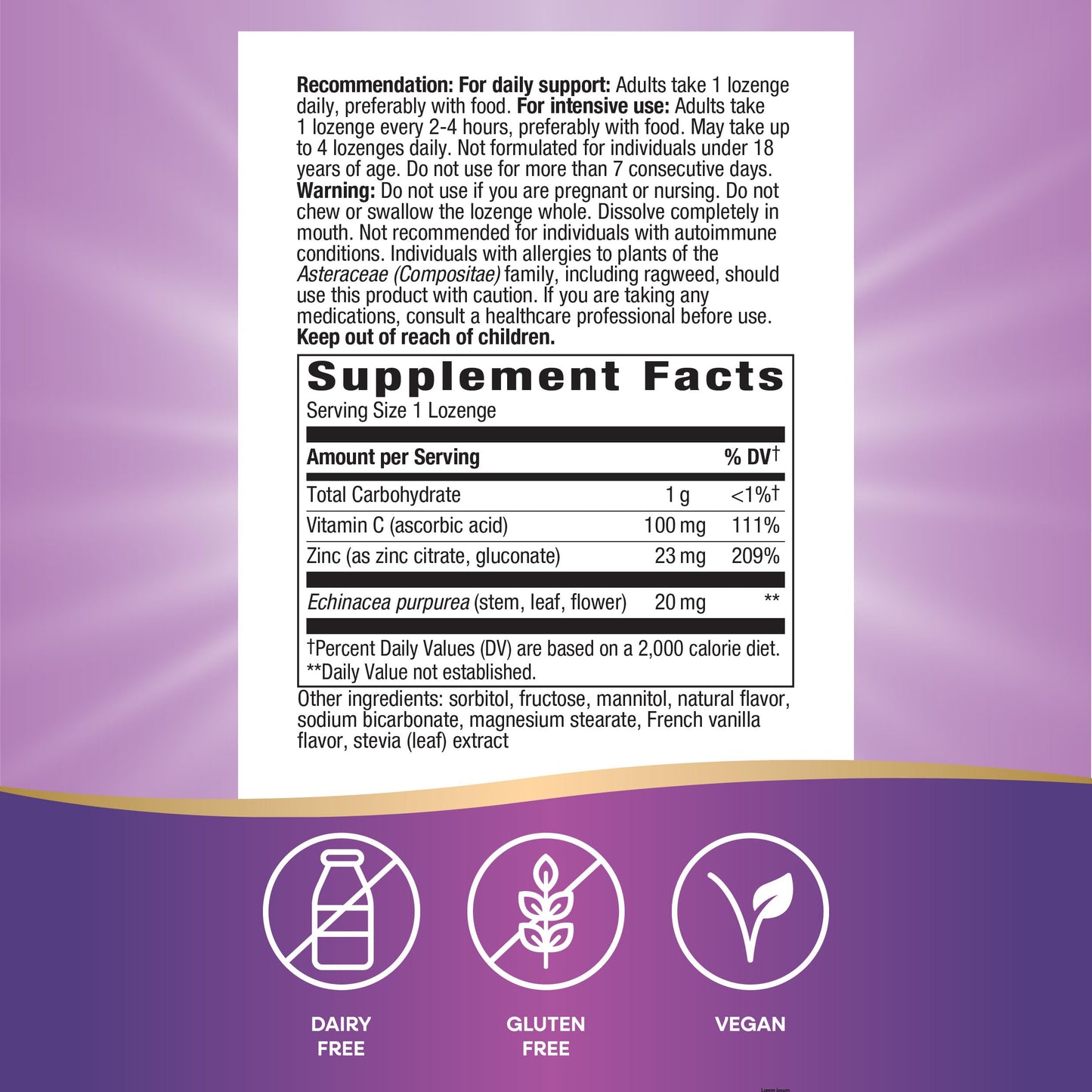 Nature's Way Zinc Lozenges with Vitamin C & Echinacea, Immune Support*, 23 mg of Zinc & 100 mg of Vitamin C per Serving, Wild Berry Flavored, 60 Lozenges (Packaging May Vary) - Nirvana Guru