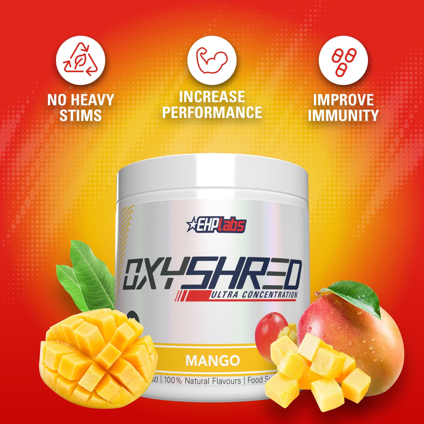 EHP Labs OxyShred Pre Workout Powder - Preworkout Powder with L Glutamine & Acetyl L Carnitine, Energy Boost Drink - Mango, 60 Servings Nirvana Guru