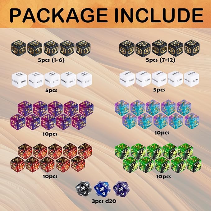 63 Pieces MTG Dice Counters Bulk Ability Keywords MTG Tokens Shield Life Counter 6 Sided Dice Set for Magic The Gathering,TCG,Cards Gaming Accessories nirvanaguru