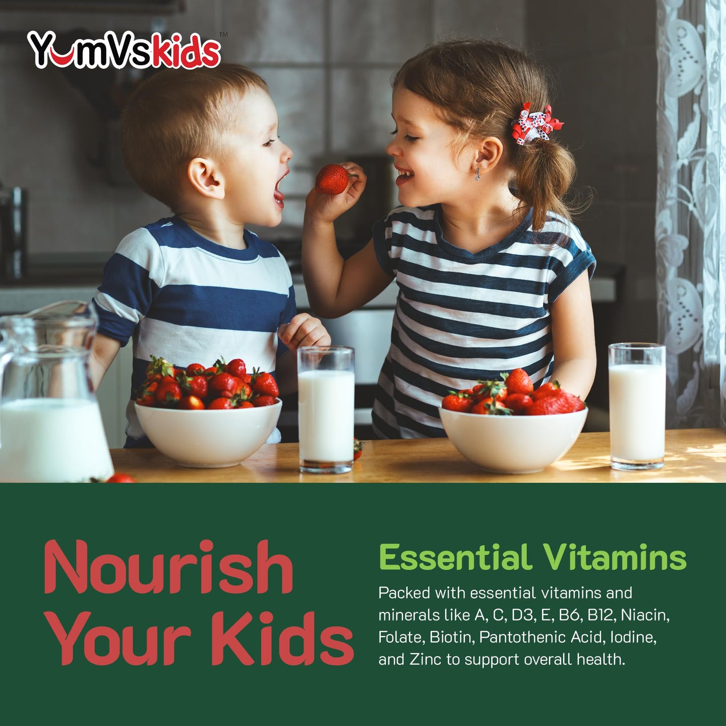 YumVs Kids Multivitamin Gummies - Fruit Flavored Chewable Children's Multivitamin - Kids Vitamins Multivitamin Gummy with 12 Minerals & Vitamins A C D3 E B6 B12 - Kosher Halal Gluten Free (60 Count) - Nirvana Guru