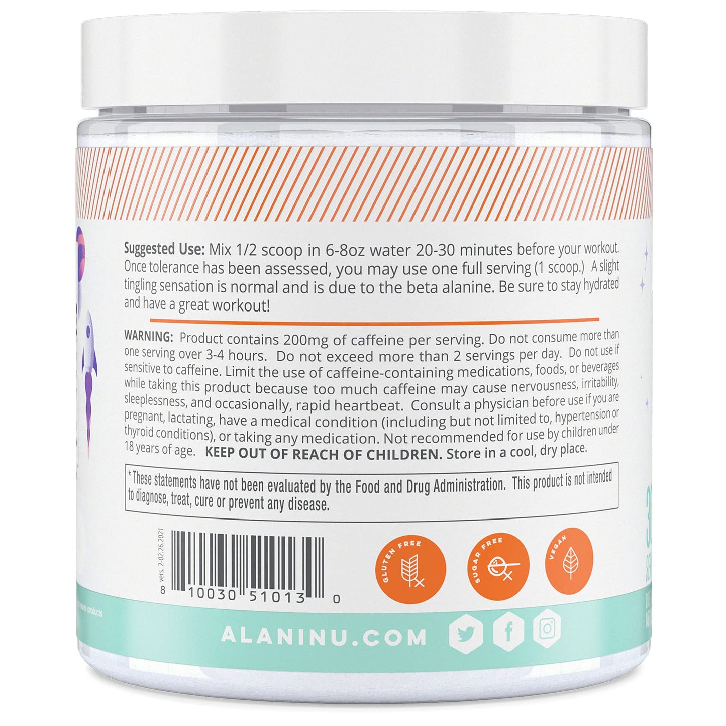 Alani Nu Pre Workout Powder Hawaiian Shaved ICE, Amino Energy Boost, Endurance Supplement, Sugar Free, 200mg Caffeine, L-Theanine, Beta-Alanine, L-Citrulline, 30 Servings Nirvana Guru