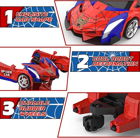 BLUEJAY Transform Rc Cars for Boys 4-7 8-12, 2.4Ghz Remote Control Car 1:18 Scale Transforming Robot, One-Button Deformation 360° Rotation Car Toy Gifts for Boys 3-5 nirvanaguru