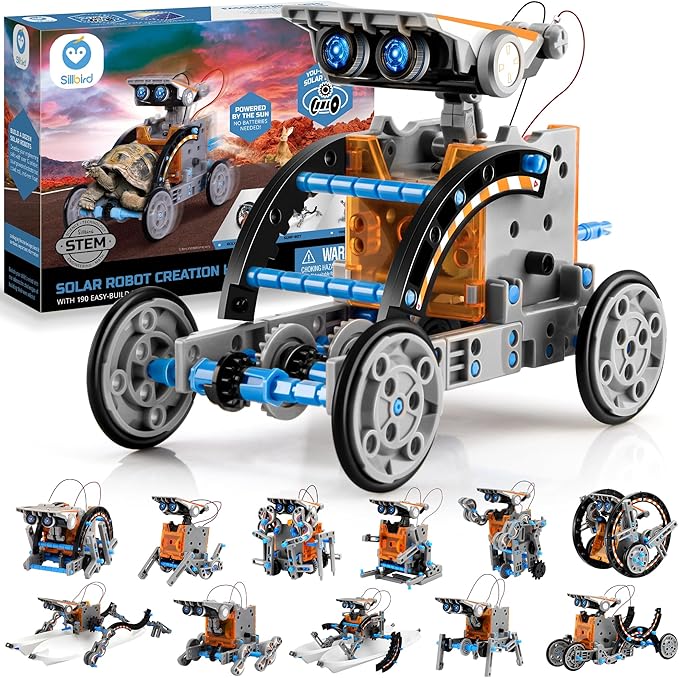 Sillbird 12-in-1 Solar Robot Building Kit STEM Gift for Boys Aged 8-13, DIY Science Educational Robotic Toys for Kids Teens Birthday, Powered by The Sun with 190 Pieces nirvanaguru