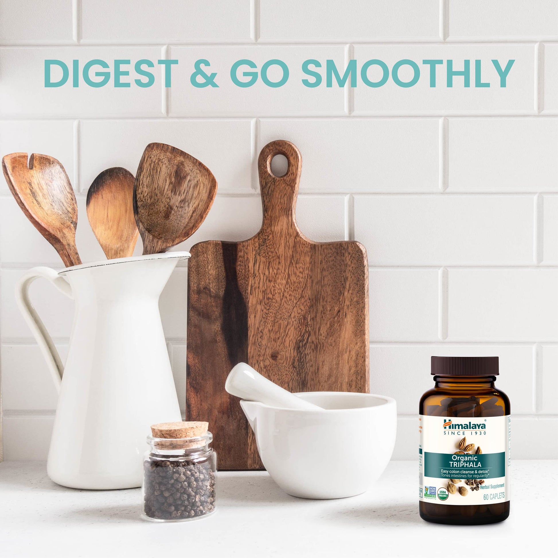 Himalaya Organic Triphala, 2 Month Supply, for Colon Cleanse, Detox & Occasional Constipation, USDA Certified Organic, Non-GMO, Gluten-Free, Extract & Powder Herbal Supplement, 688 mg, 60 Caplets - Nirvana Guru