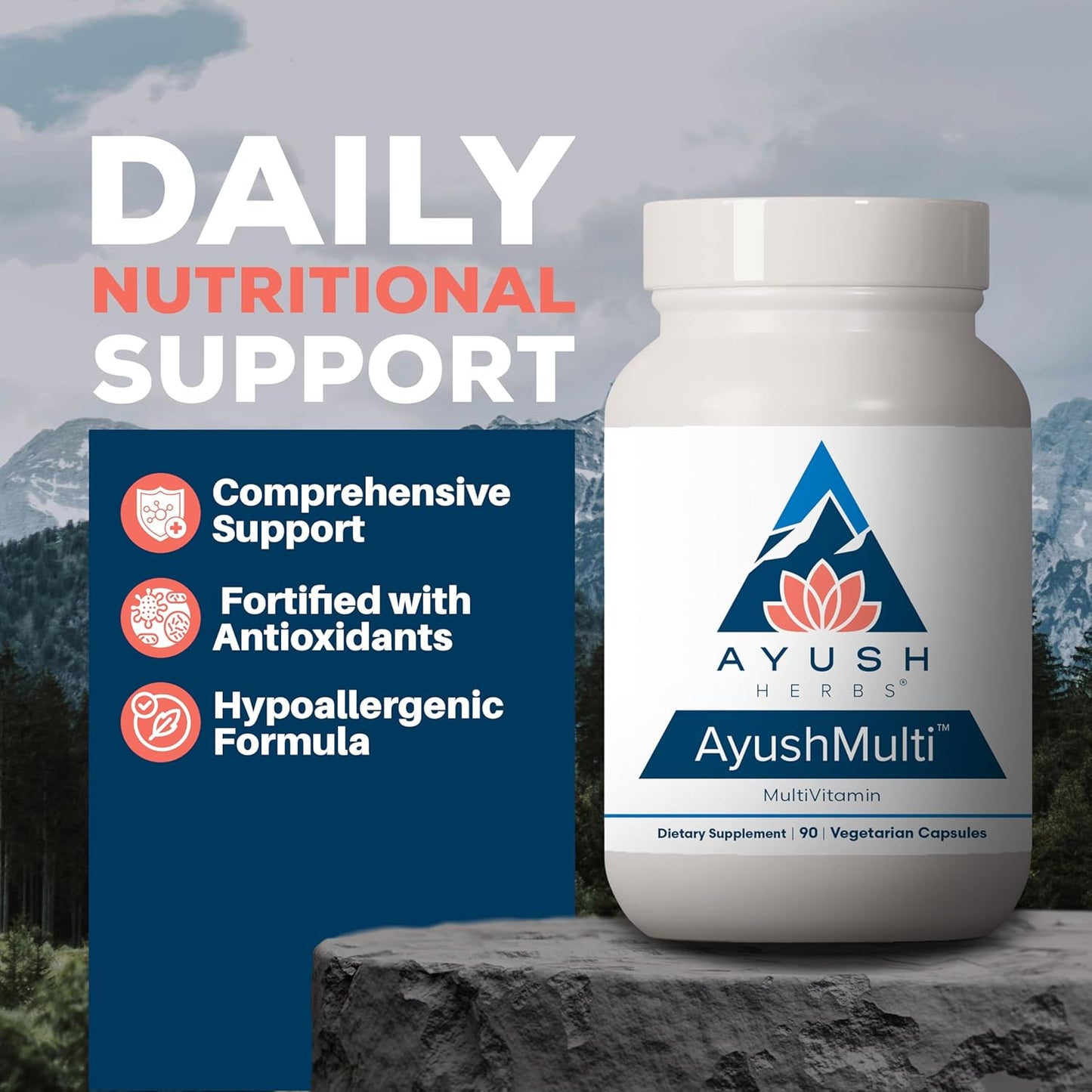 Ayush Herbs Ayush Multi - Multi Vitamin Capsules, Multivitamin with Iodine & Zinc for Men & Women, Daily Vitamin & Mineral Support for Adults - 90 Vegetarian Capsules (1 Count) Nirvana Guru