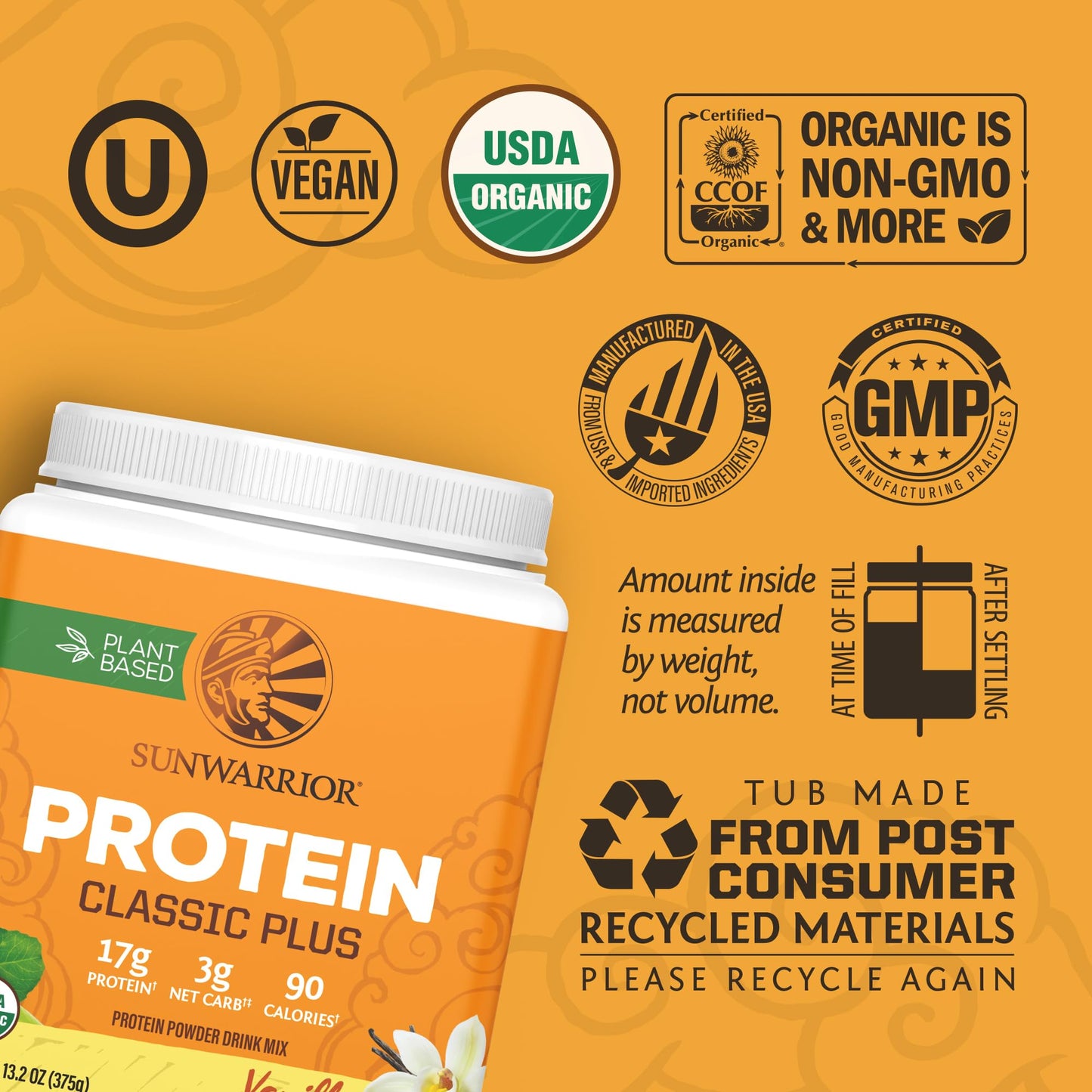 Brown Rice Protein Powder with Bcaa & Amino Acids Raw Rice Protein Shake Gluten Free Low Carb Dairy Free | Plant Based Classic Sprouted Brown Rice Protein Powder Natural 375g by Sunwarrior - Nirvana Guru
