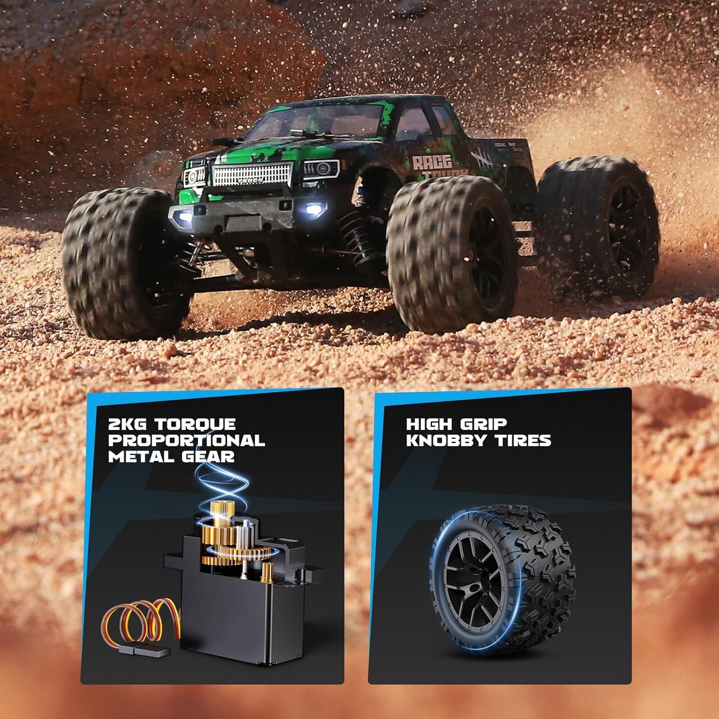 HAIBOXING 1:18 Scale All Terrain RC Car 18859, 36 KPH High Speed 4WD Electric Vehicle with 2.4 GHz Remote Control, 4X4 Waterproof Off-Road Truck with Two Rechargeable Batteries Nirvana Guru