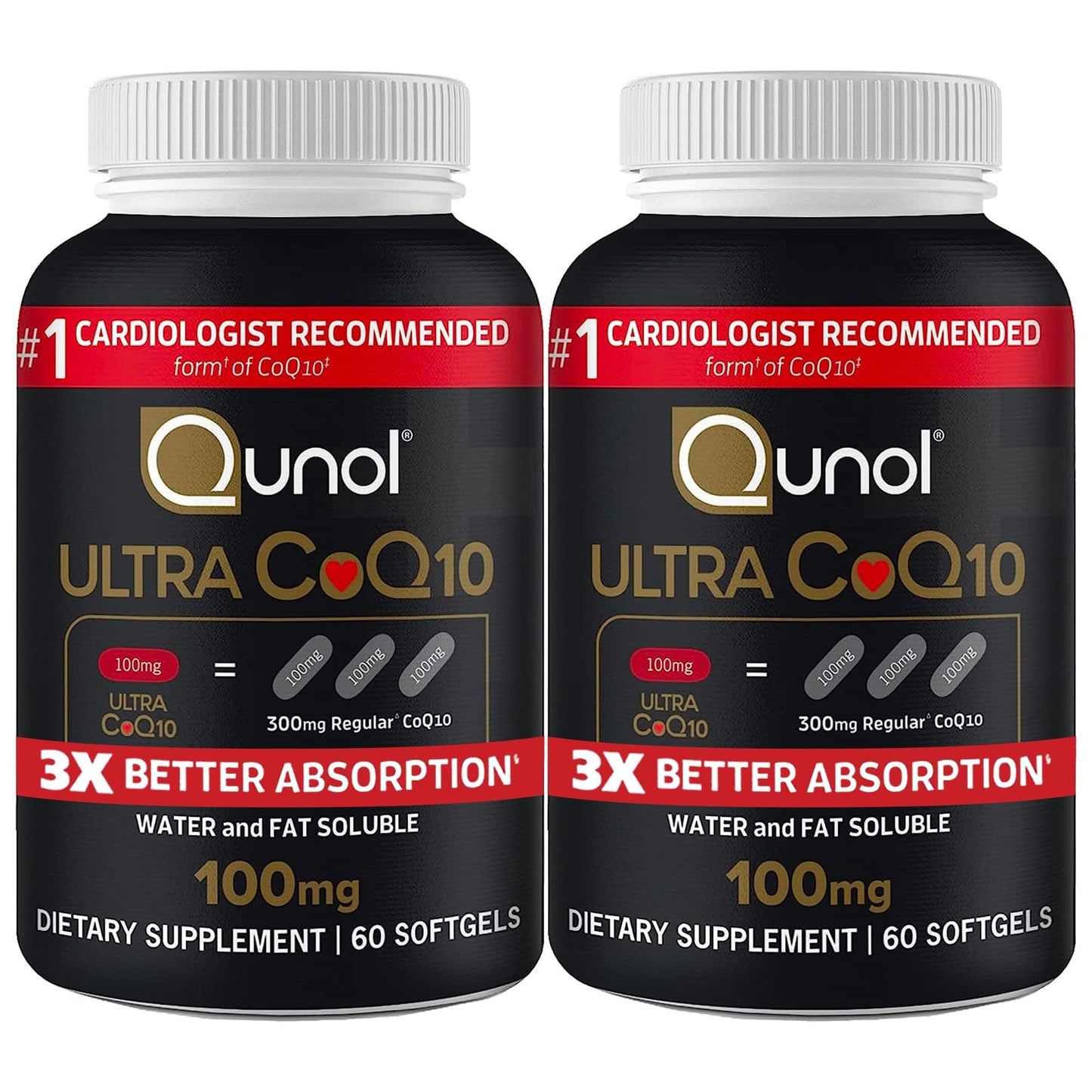 Qunol Ultra CoQ10 100mg Softgels- 3x Better Absorption, Antioxidant for Heart Health & Energy Production, Coenzyme Q10 Vitamins and Supplements, 3 Month Supply, 90 Count