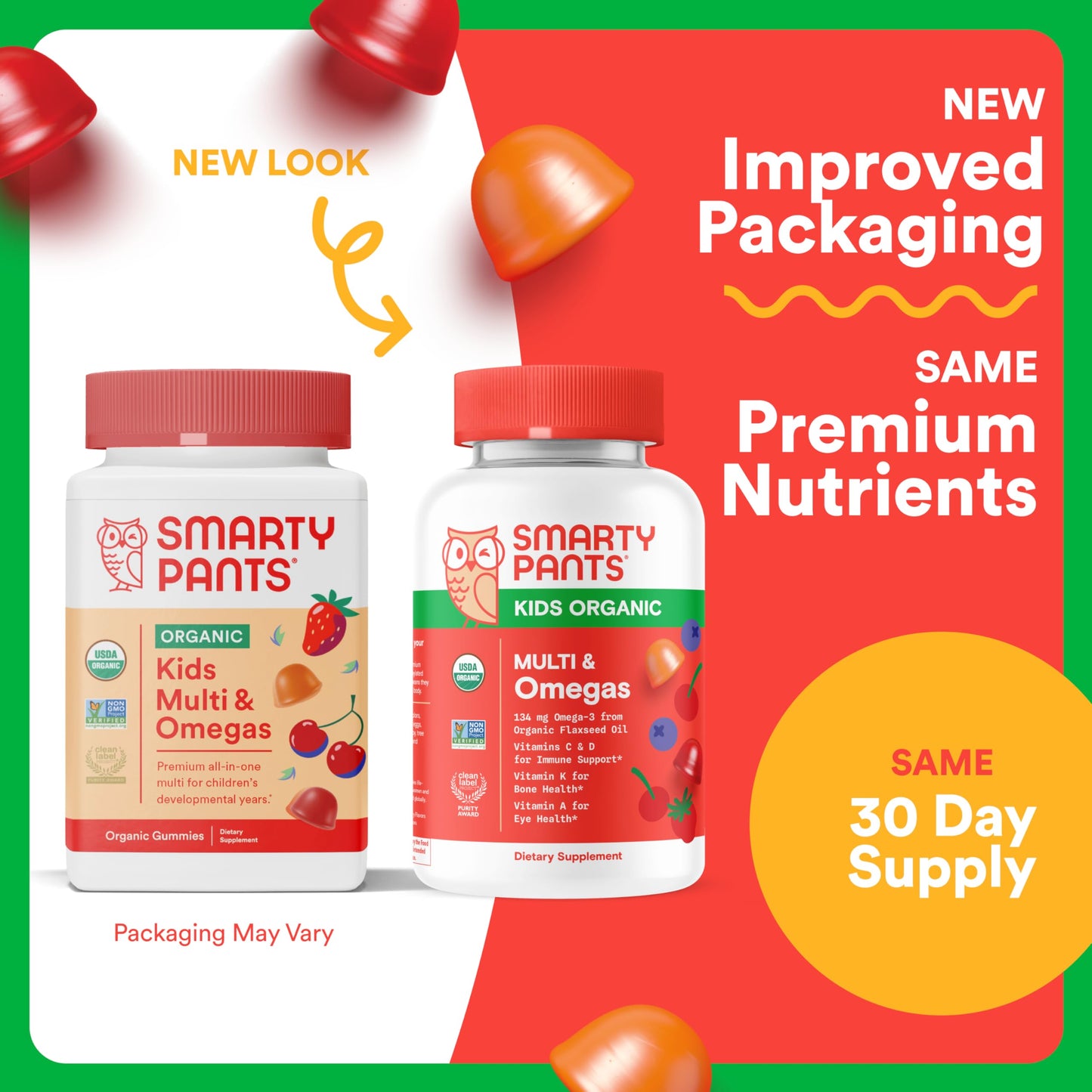 SmartyPants Organic Kids Multivitamin Gummies: Probiotics, Omega 3 (ALA), Vitamin D3, C, Vitamin B12, B6, A, K & Zinc for Immune Support, Biotin, Three Fruit Flavors, 120 Count (30 Day Supply) Nirvana Guru