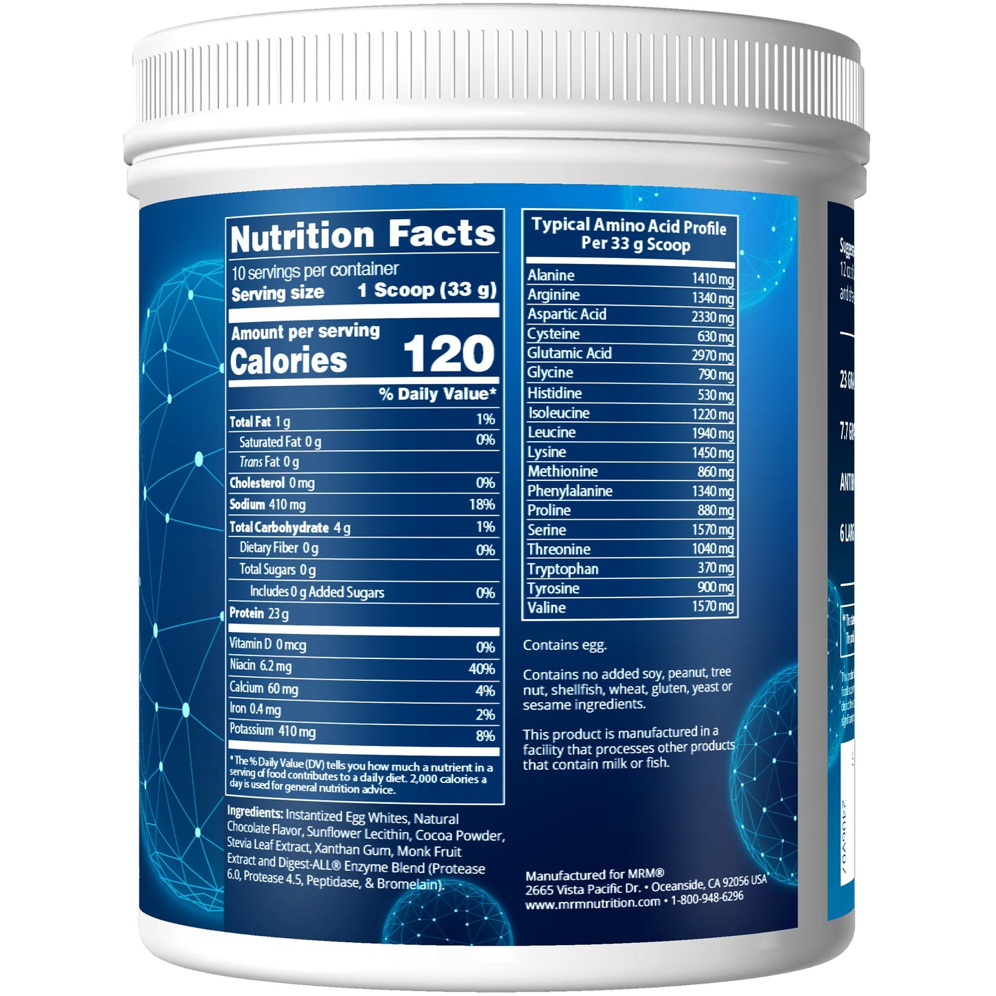 MRM Nutrition Egg White Protein | Vanilla Flavored | 23g Fat-Free Protein | with Digestive enzymes | Highest Biological Value | Clinically Tested | 20 Servings - Nirvana Guru