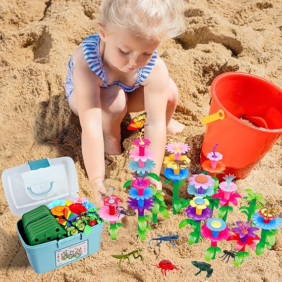 Birthday Toys Gifts for 3 4 5 6 Years Old Toddler Girls Boys, 156 PCS Insect Flower Garden Building Educational STEM Learning Pretend Play Gardening Set, Gifts for Preschool Kids Age 3+ nirvanaguru