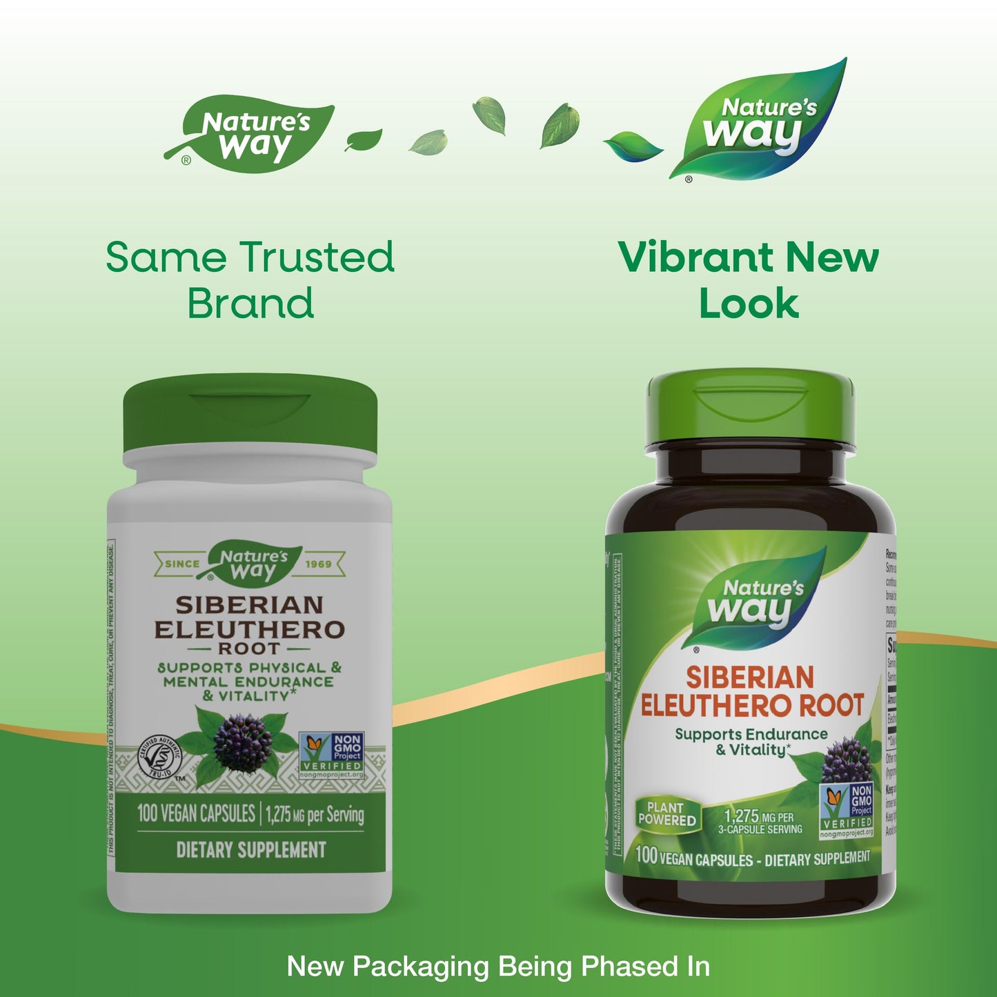 Nature's Way Premium Herbal Siberian Eleuthero Root Supplement, Supports Endurance & Vitality*, Adaptogen*, 1,275mg per 3-Capsule Serving, Non-GMO Project Verified, 180 Capsules (Packaging May Vary)