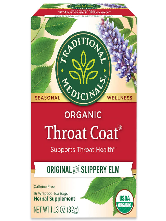Traditional Medicinals Tea, Organic Throat Coat, Supports Throat Health, 16 Tea Bags - Nirvana Guru