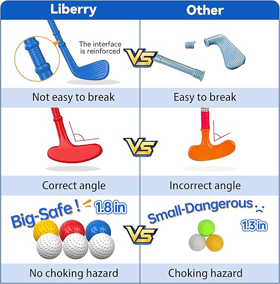 Liberry Toddler Golf Set, Upgraded Kids Golf Cart with Unique Shoulder Strap Design, Indoor and Outdoor Golf Toys for Boys and Girls Aged 1-5 Years Old Nirvana Guru