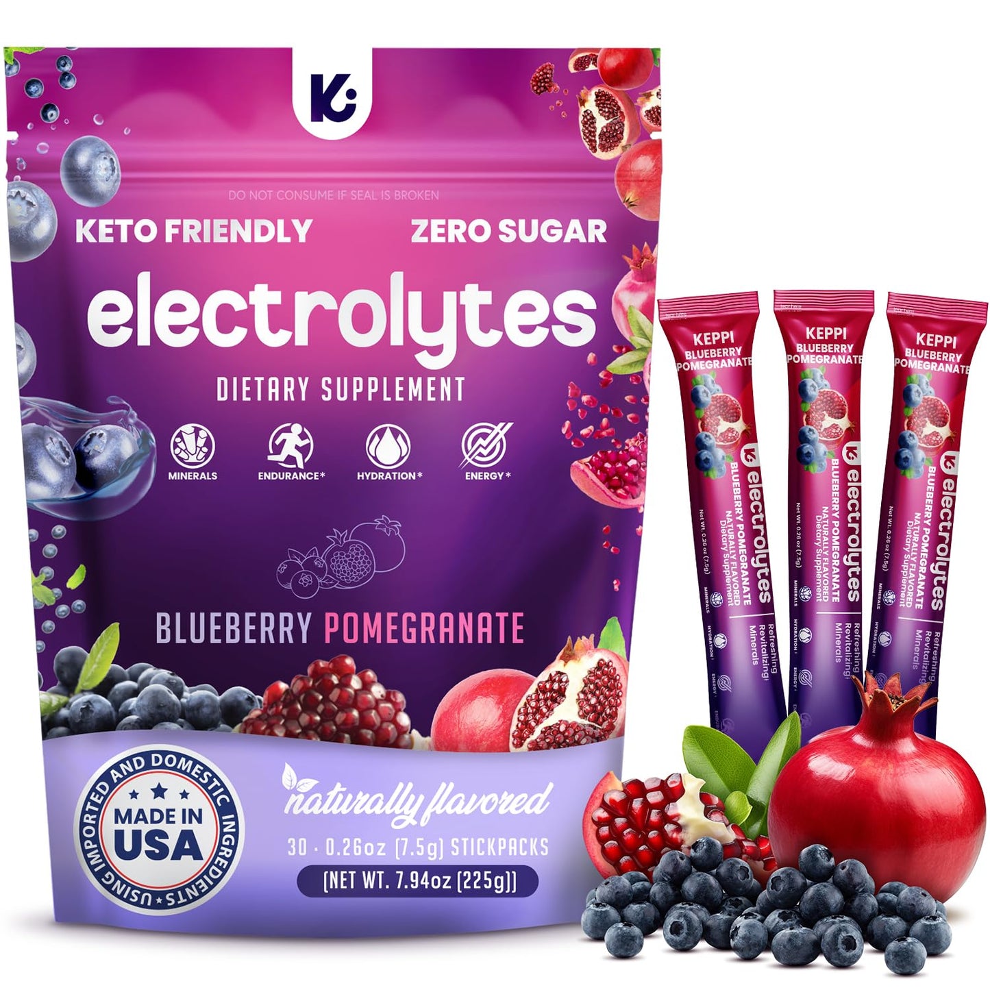 Keppi Electrolytes Powder Packets Assorted Flavors – Sugar Free Hydration Drink Mix with Potassium, Magnesium, Sodium – 30 Hydration Packets – Keto, Vegan, Fasting-Friendly, Zero Calorie - Nirvana Guru