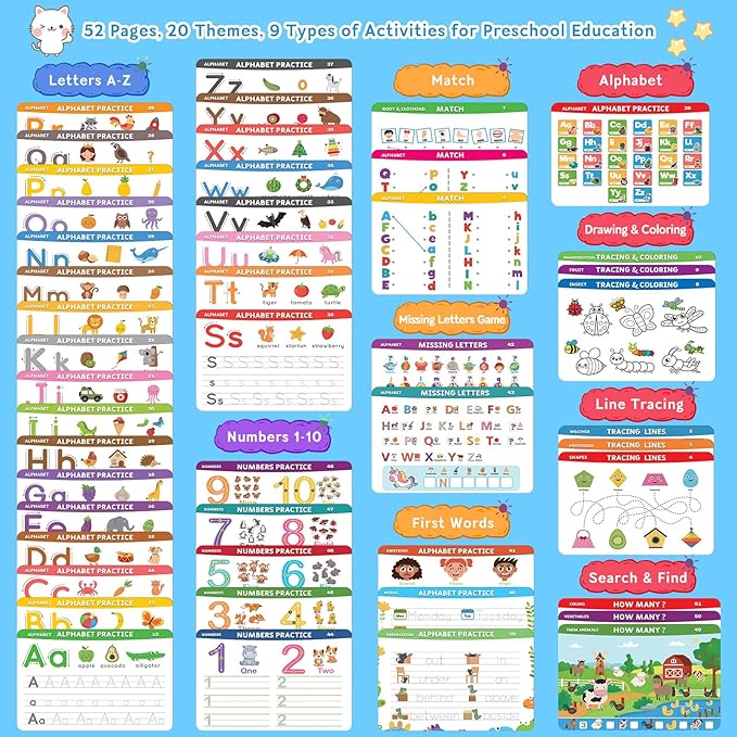 Preschool Learning Activities Educational Workbook: Preschool Handwriting Tracing Books | Autism Learning Materials | Alphabet Learning Toys | Pre k Workbooks | Montessori Busy Book for Kids Ages 3-5 nirvanaguru