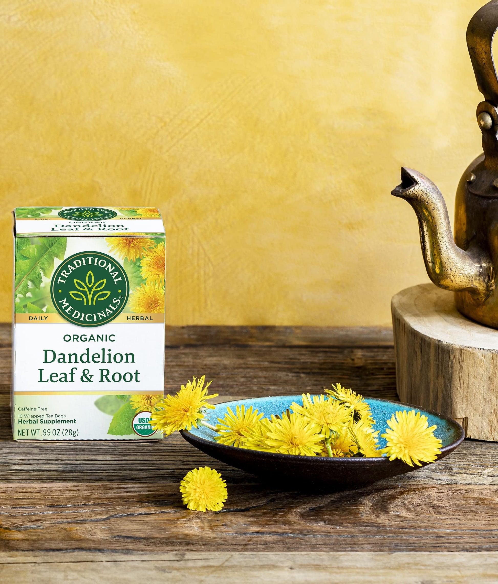 Traditional Medicinals Tea, Organic Dandelion Leaf & Root, Supports Kidney Function & Healthy Digestion, 16 Tea Bags - Nirvana Guru
