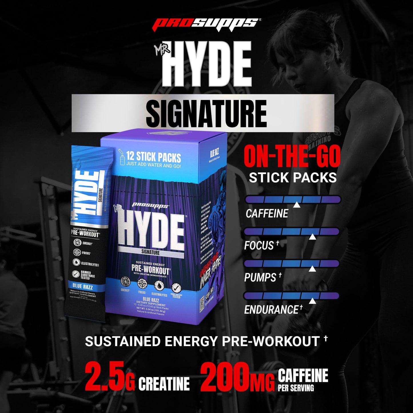 PROSUPPS Mr. Hyde Signature Pre Workout Powder with Creatine, Beta Alanine & Caffeine - Performance, Energy & Endurance - Clean Fitness & Gym Supplements for Men & Women (Blue Razz, 30 Servings) Nirvana Guru