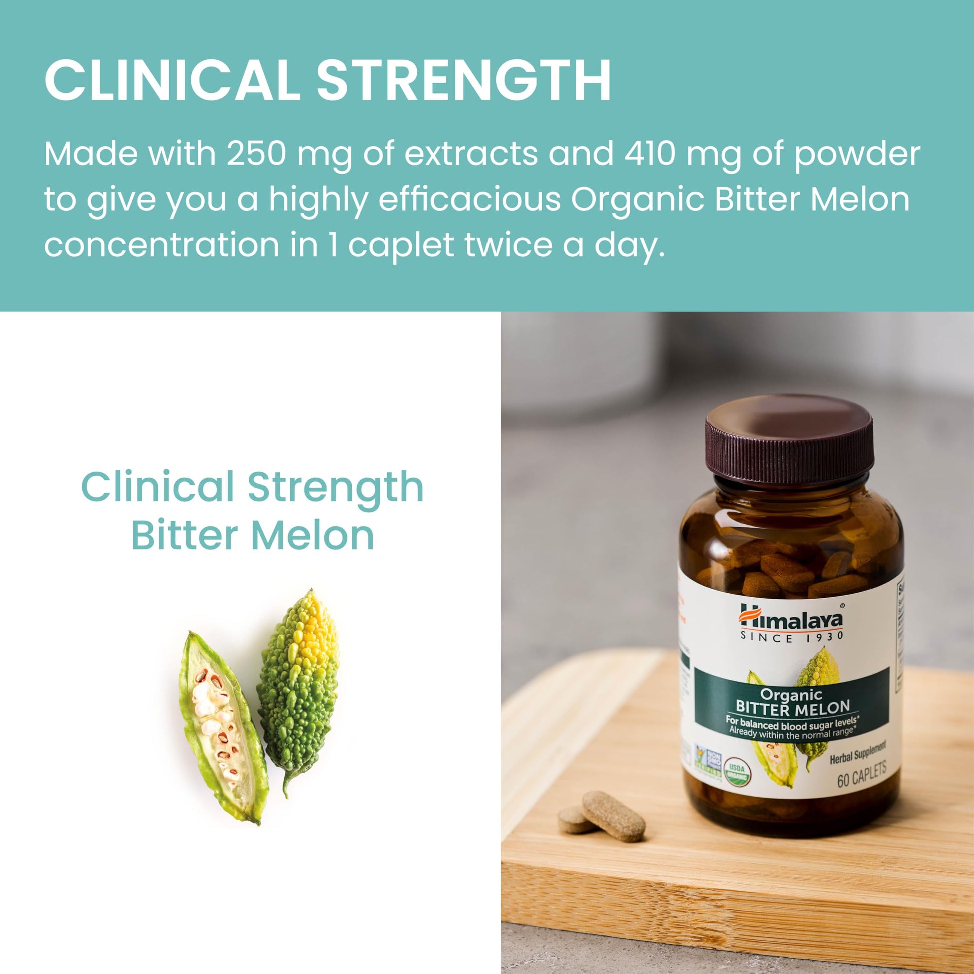 Himalaya Organic Bitter Melon for Glucose Metabolism, 660 mg, 60 Caplets, 1 Month Supply - Nirvana Guru