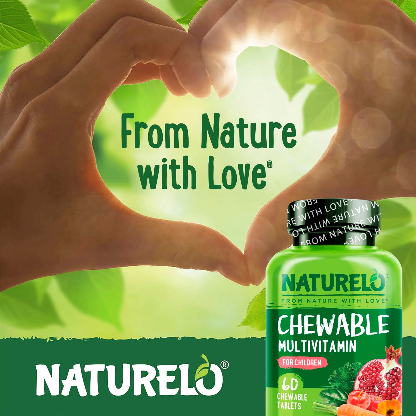 NATURELO Chewable Vitamin for Kids – Multivitamin with Whole Food Organic Fruit Blend - 60 Tablets for Children - Nirvana Guru