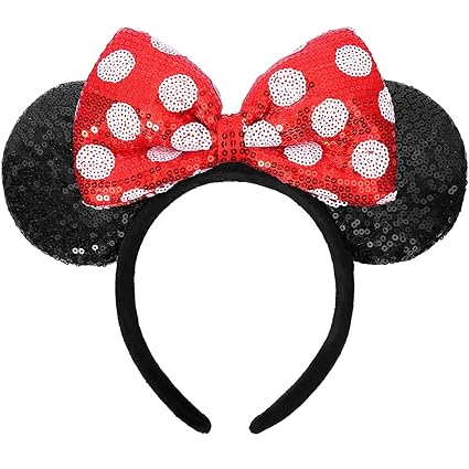Mouse Ears Headbands, Sequin Mouse Ears for Women Girls Boys, Shiny Bow Headband for Cosplay Costume Party Decorations Hair Accessories (Polka Dots) nirvanaguru