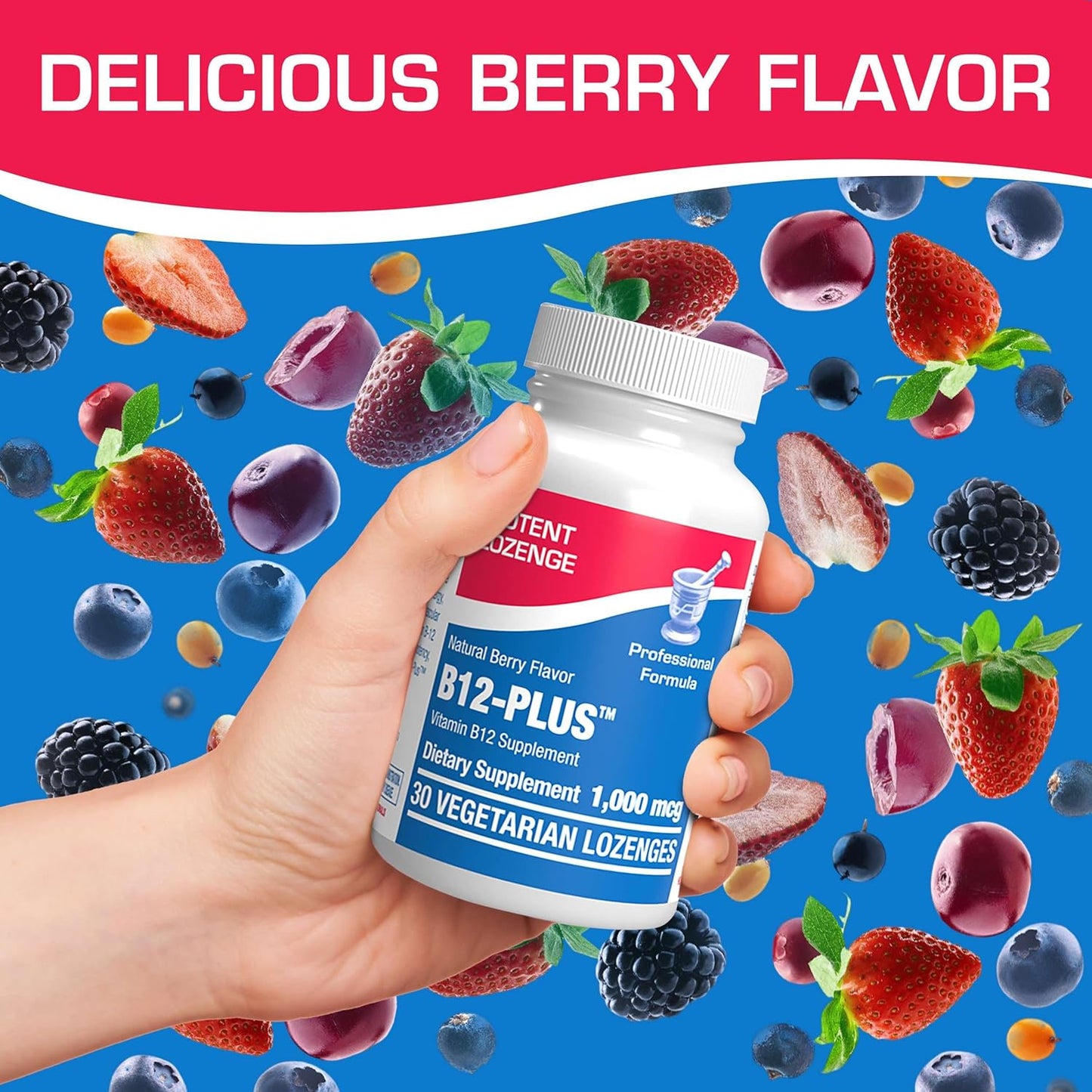 Vitamin B12 Methylcobalamin 1000 mcg - Clinical Formula Methyl B12 Sublingual 1000 mcg Tasty Lozenges for Energy Eye Nerve and Brain Support for Men and Women - 30 Count (Berry Flavor) Nirvana Guru